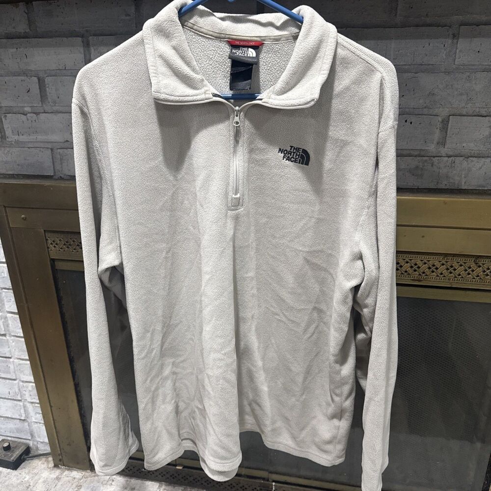 mens north face 1/4 zip fleece pullover Tan Large